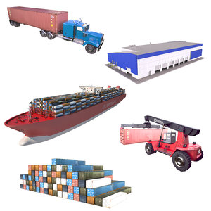 logistics truck building 3D model