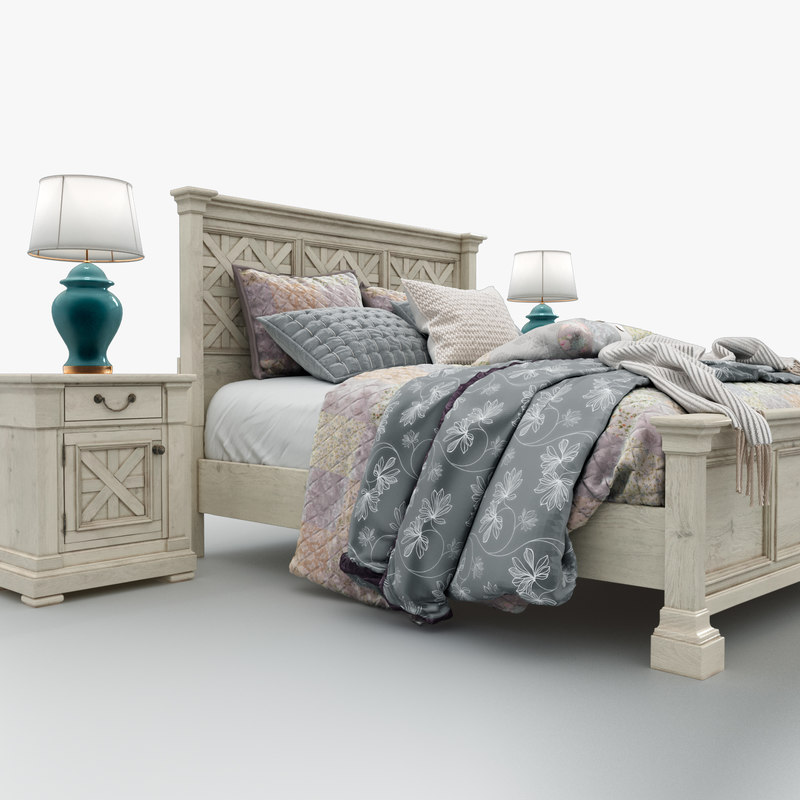 Bolanburg Queen Bed 2 3d Model Turbosquid 1333418 Bolanburg Queen Bed 2 3d Model