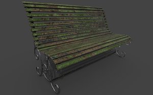 3D old bench model