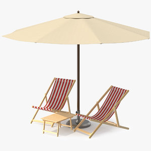 3D beach chair umbrella model