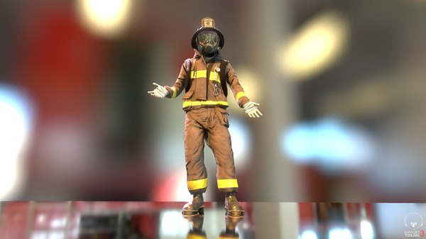 3D model firefighter character