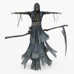 rigged grim reaper scythe model