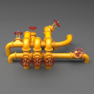 3D set industrial pipes large