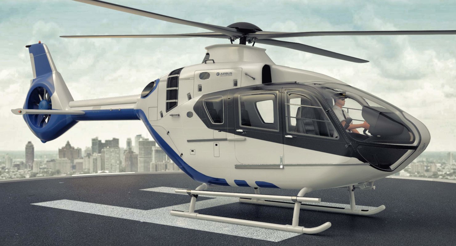 airbus helicopter h135 and pilot 3d model