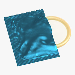 condom unwrapped blue model