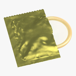 3D condom unwrapped yellow