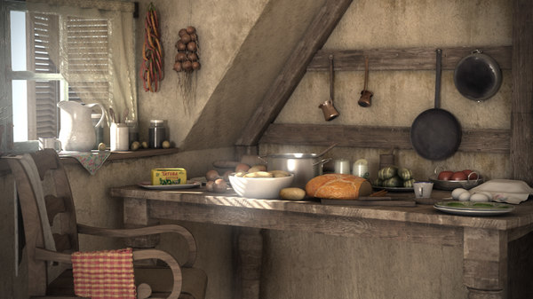 Village Kitchen 3d Model Turbosquid 1335221