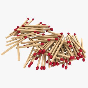 3D model matchstick pile