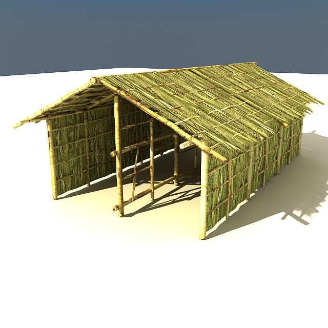 竹屋纹理3d模型