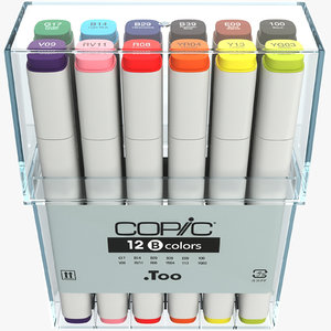 colors copic markers 3d model