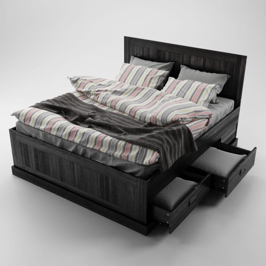 3d model fjell bed ikea