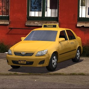 toyota corolla taxi cab 3d model