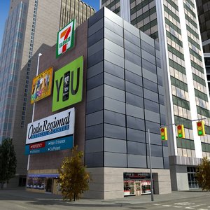 downtown city block 3d model