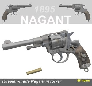 3d model revolver nagant pistol