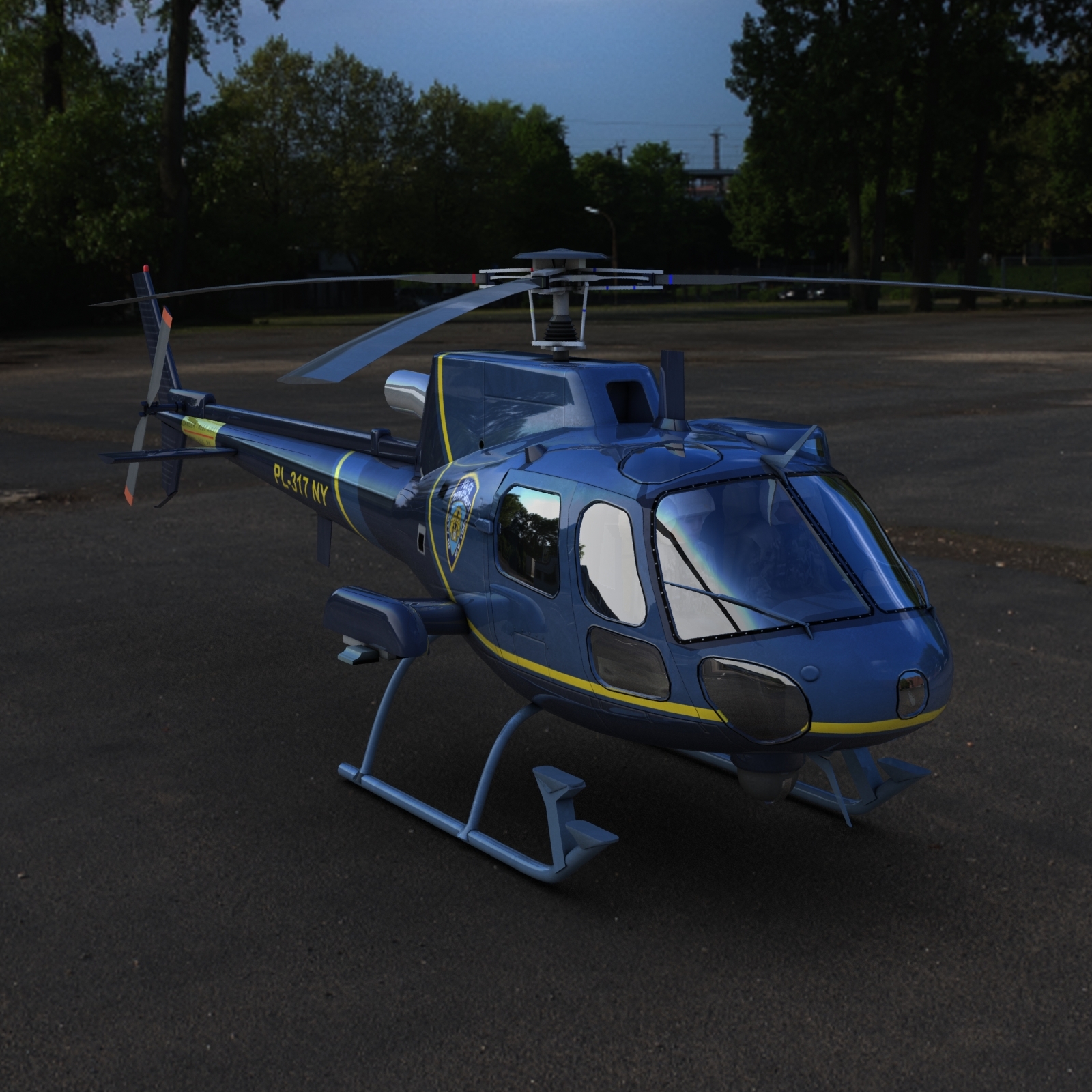 as350 ecureuil警用直升機3d模型