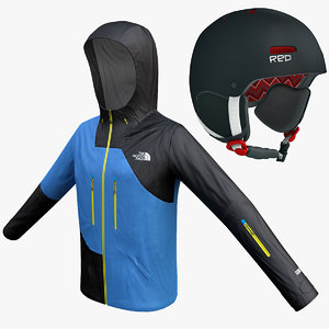 3d model snowboard jacket helmet