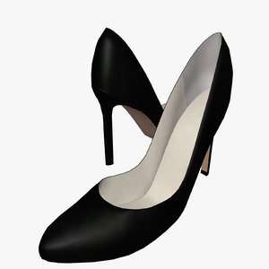 3ds max elegant black heel shoe