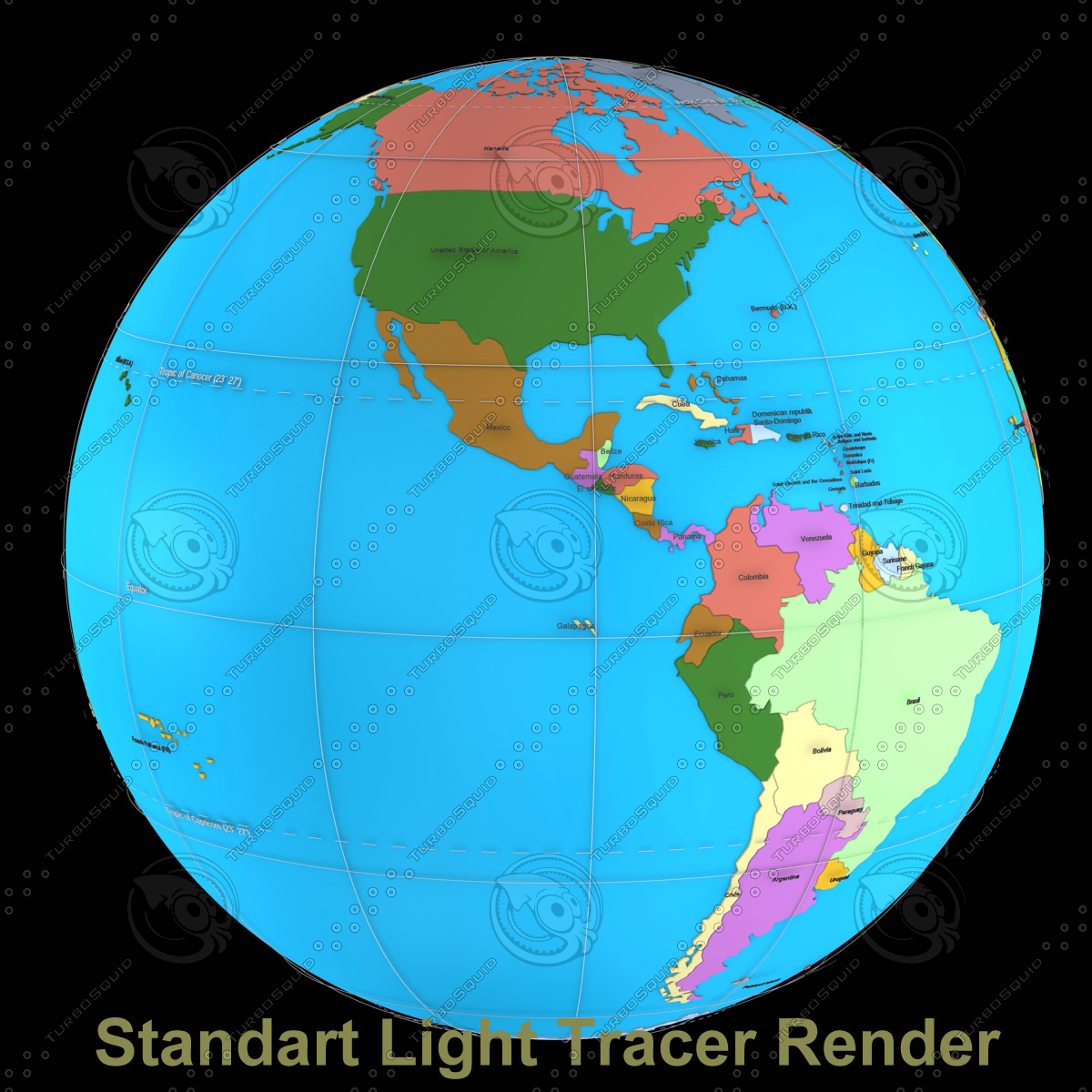 3d model geopolitical globe political