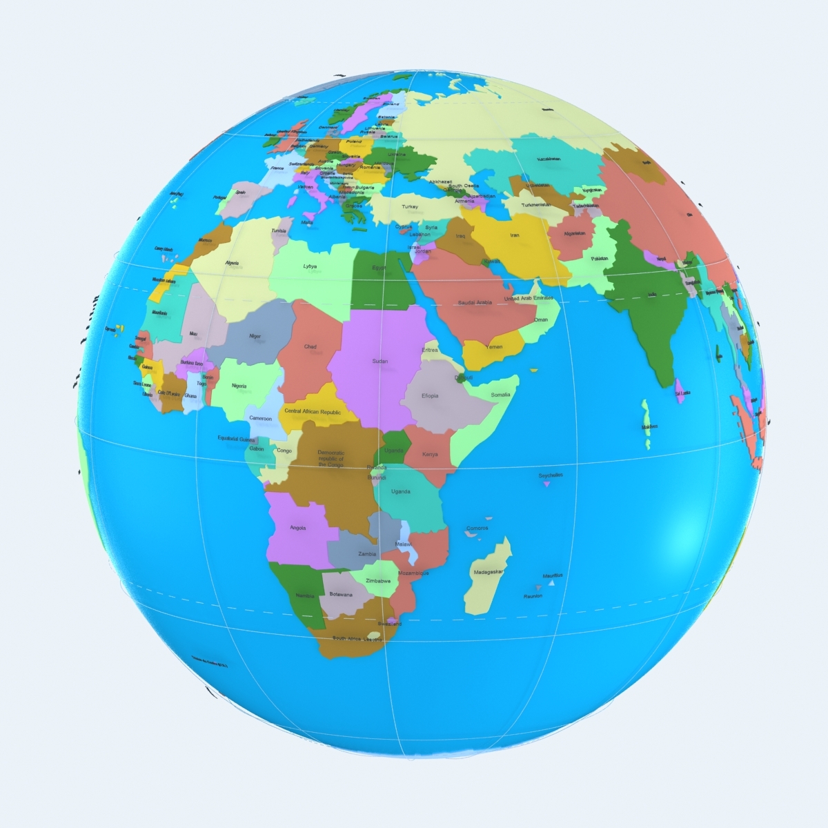 3d model geopolitical globe political