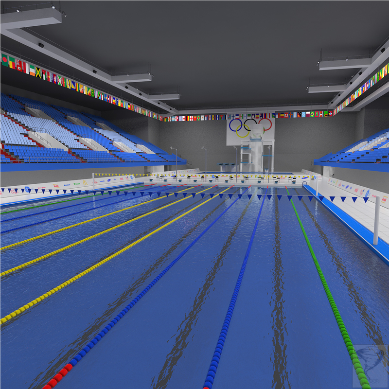 diving swimming olympic pools 3d max