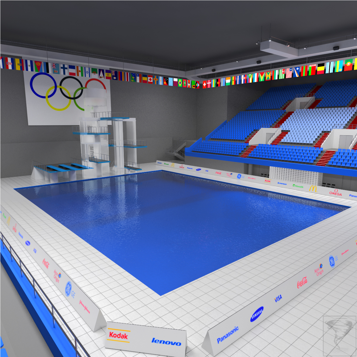 diving swimming olympic pools 3d max