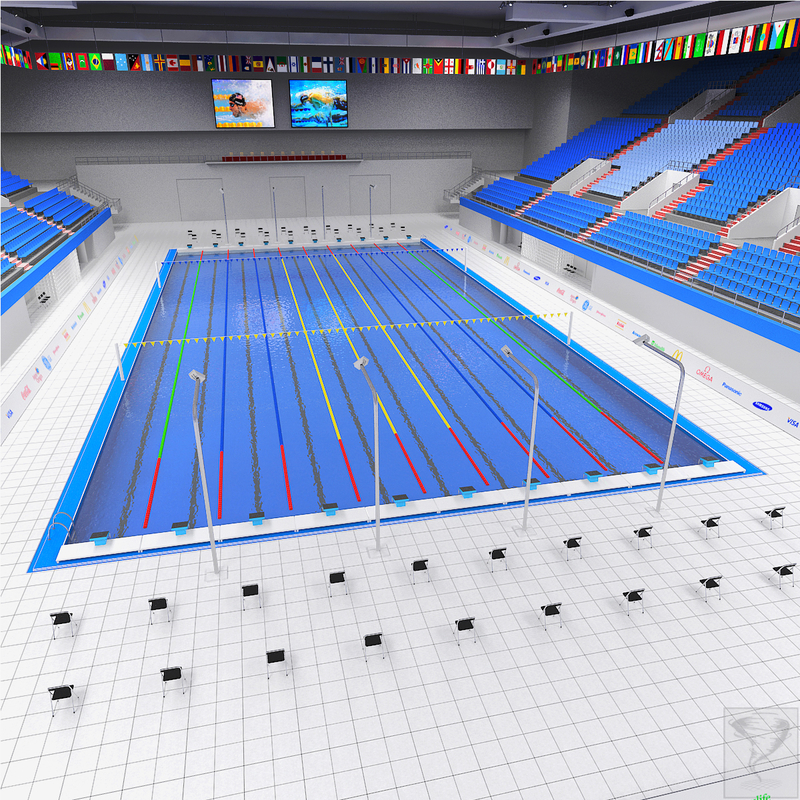 diving swimming olympic pools 3d max