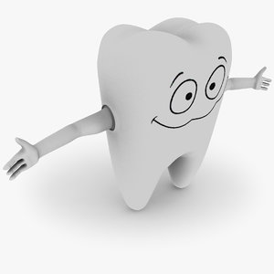 cartoon tooth rigged character 3d model