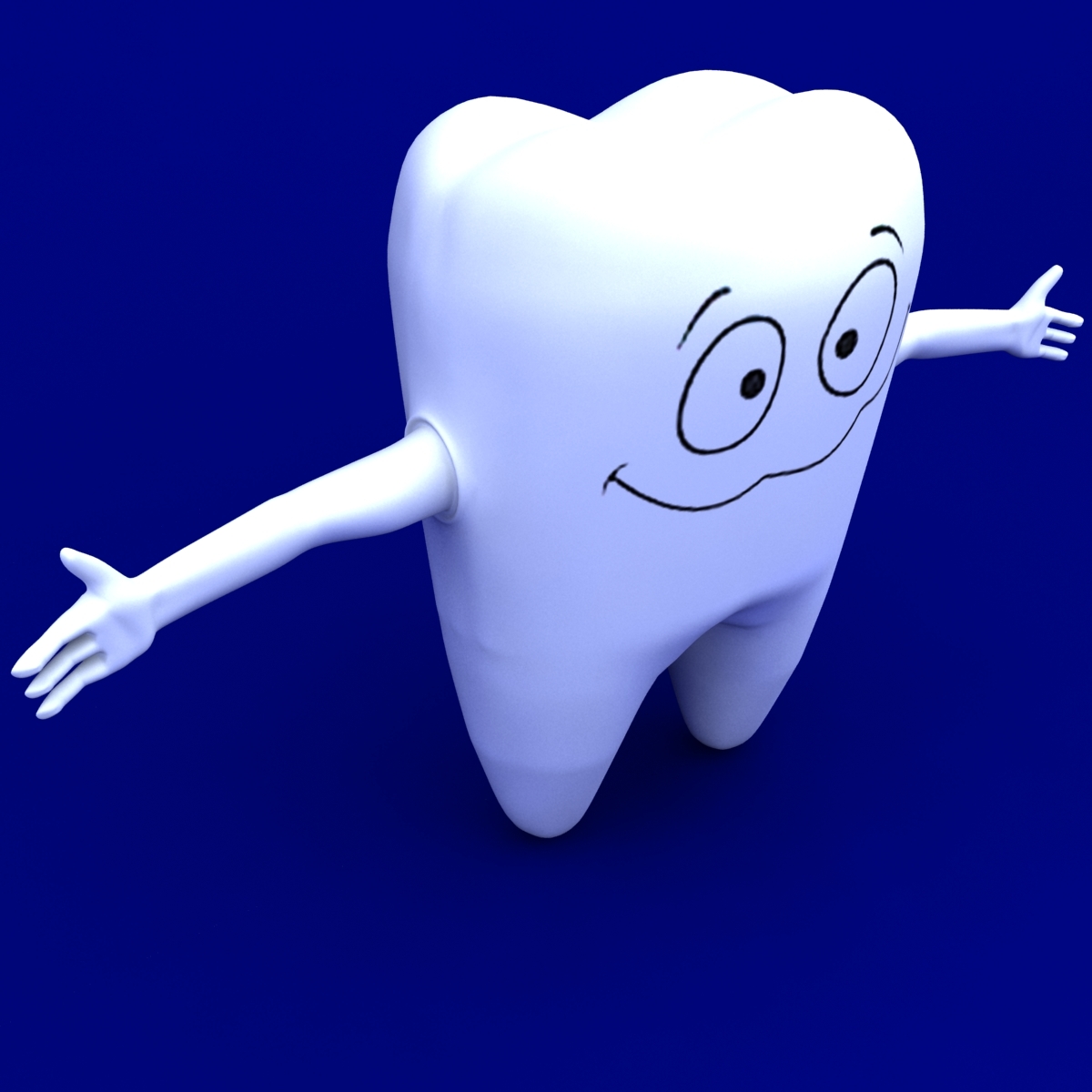 cartoon tooth rigged character 3d model