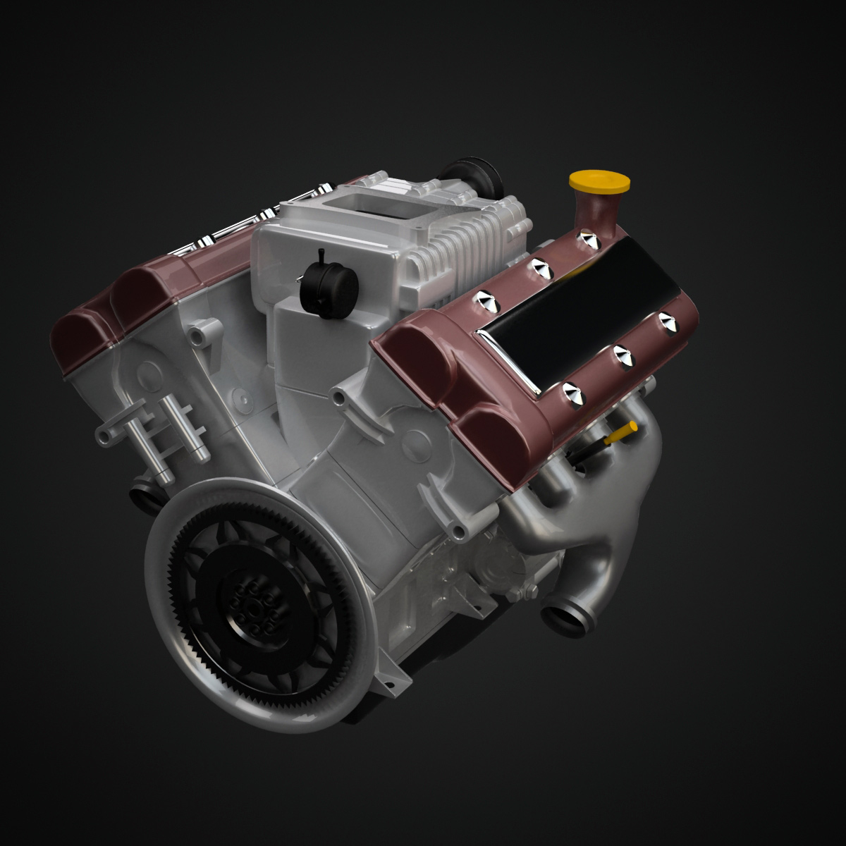 3d modern v8 engine supercharger