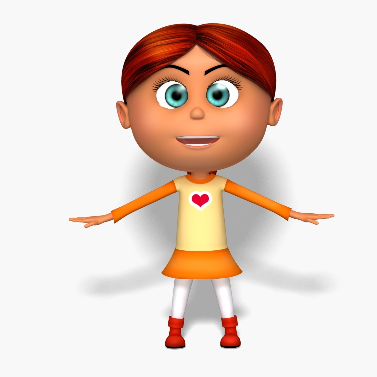 cartoon kid girl red hair 3ds