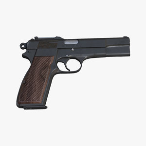 realistic browning parabellum 9mm pistol 3d max