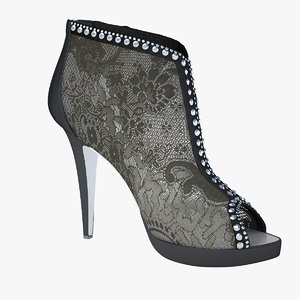3d model - lace noir shoes