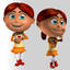 rigged cartoon kid girl animation 3d max