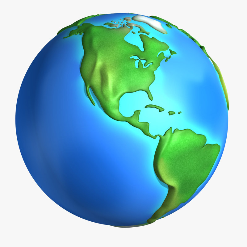 cartoon earth continents 3d obj