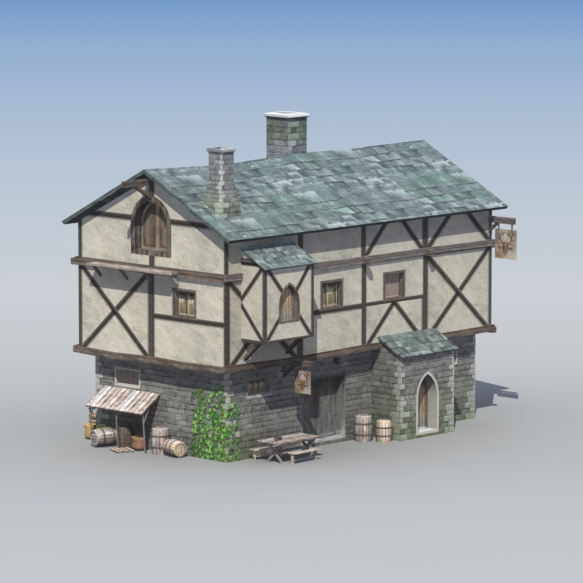 Old Medieval Tavern 3d Model