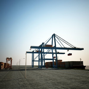 3d container terminal scene