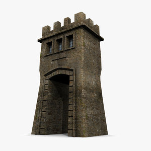 3d model medieval tower gatehouse