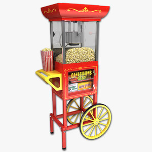 3d old fashioned popcorn cart model
