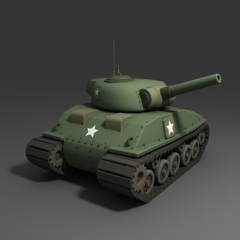 cartoon tank sherman 3d model