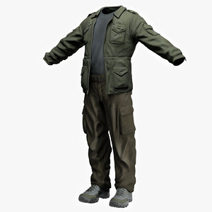 3d men s clothing military model