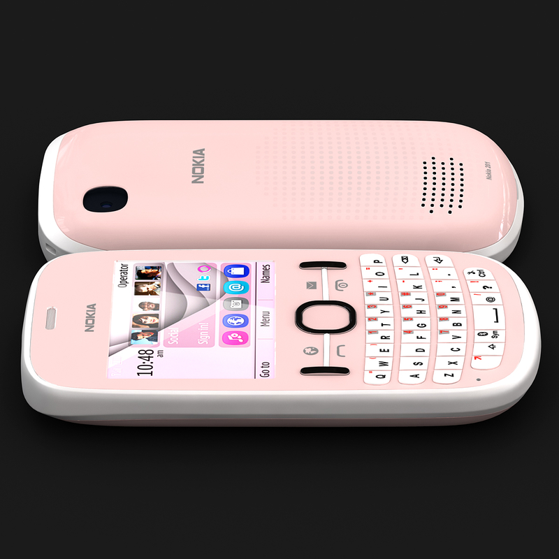 3d model nokia asha 201 pink