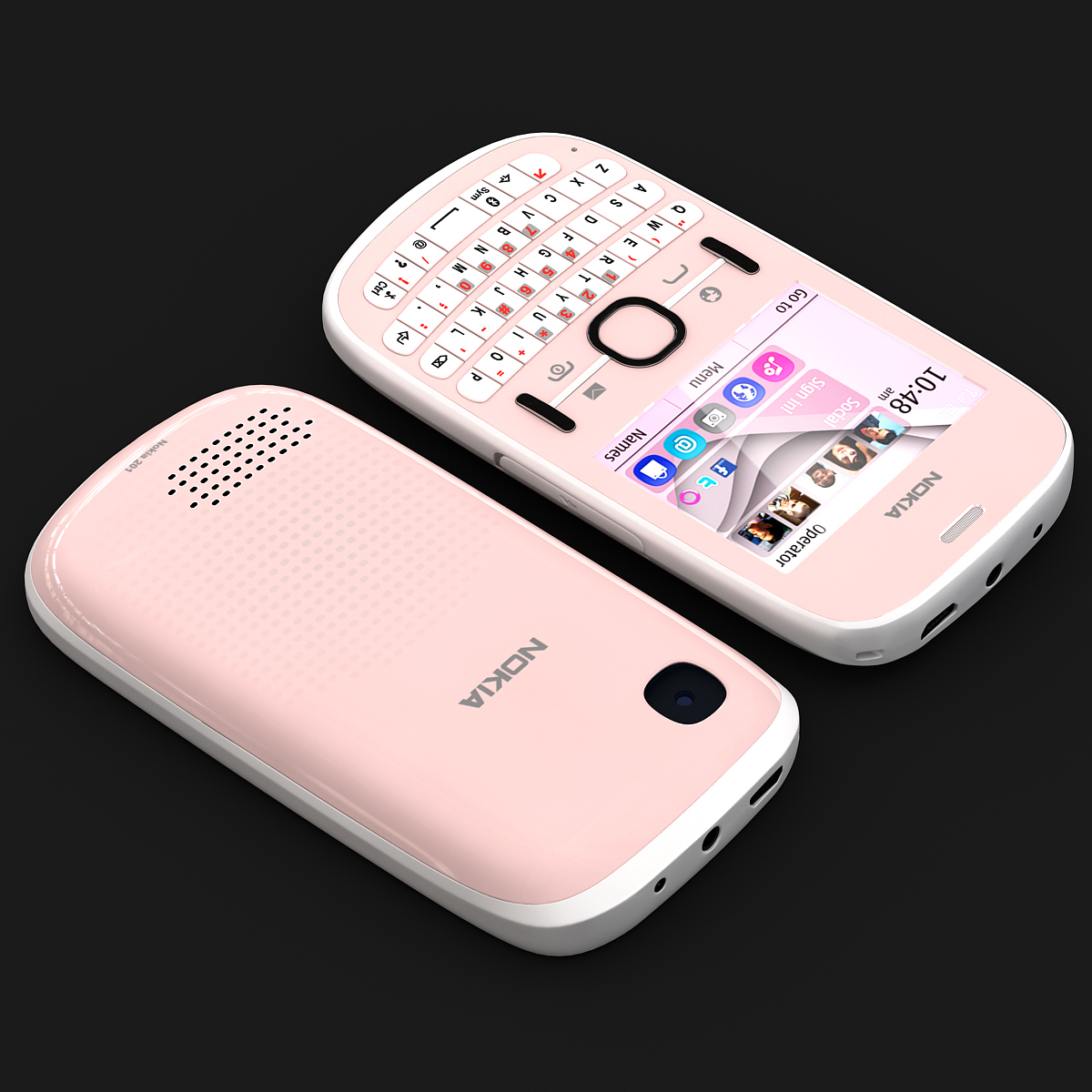 3d model nokia asha 201 pink