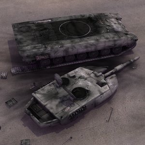 lwo wrecked battle tank