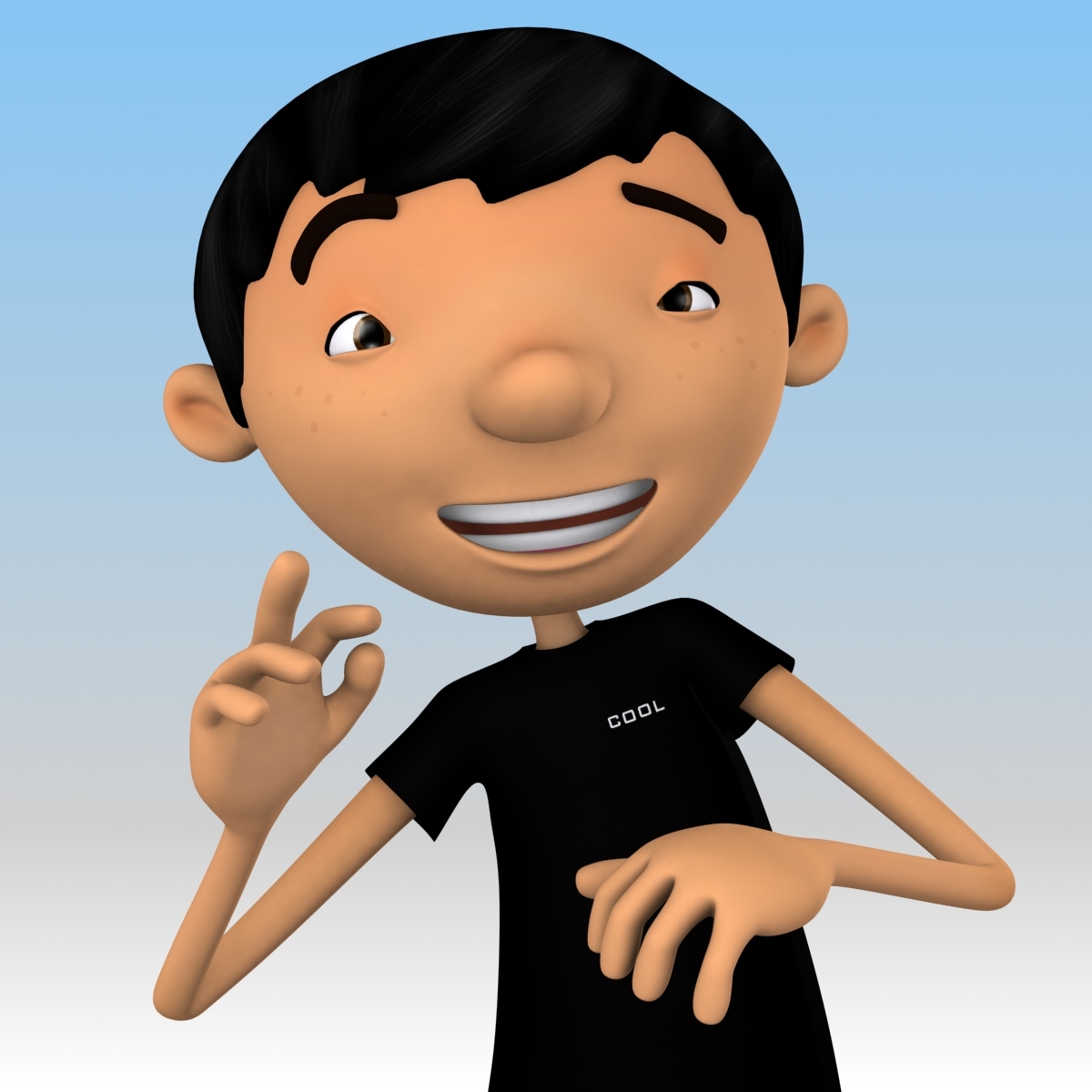 rigged cartoon boy cool