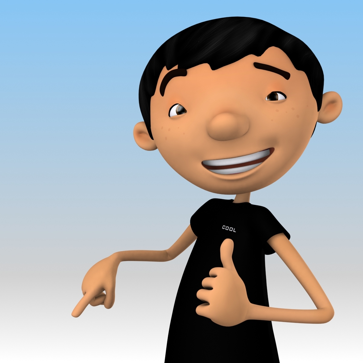 rigged cartoon boy cool
