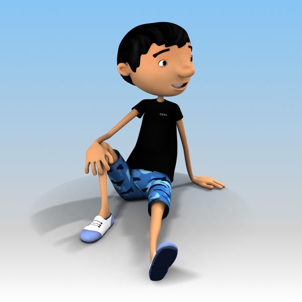 rigged cartoon cool guy 3d model