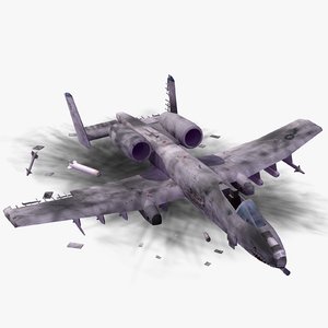 crashed a10 thunderbolt aircraft 3d model