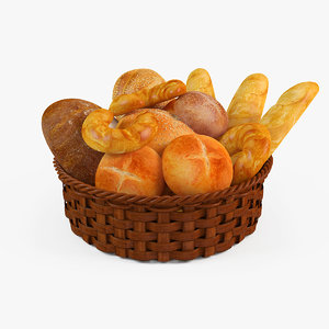 3d model basket bread