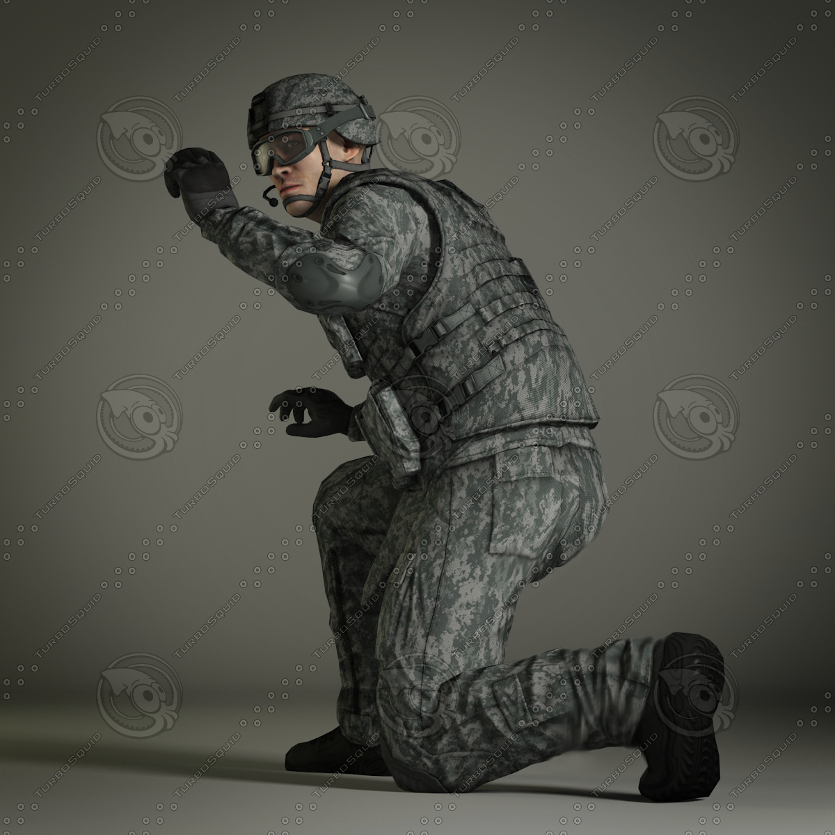 军事男性美国士兵3d模型