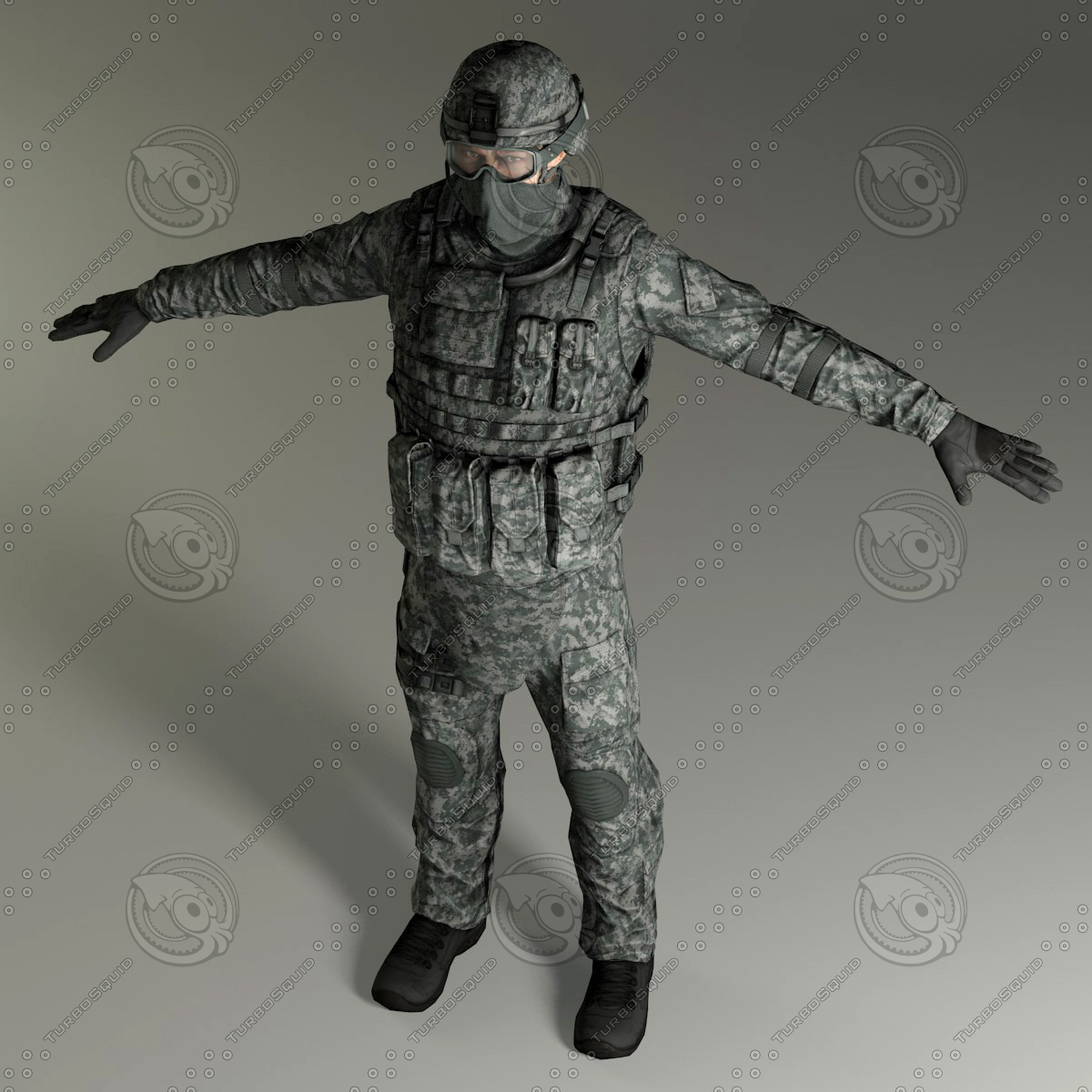 军事男性美国士兵3d模型